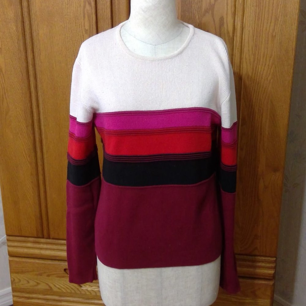 Burgundy and red stripe acrylic sweater